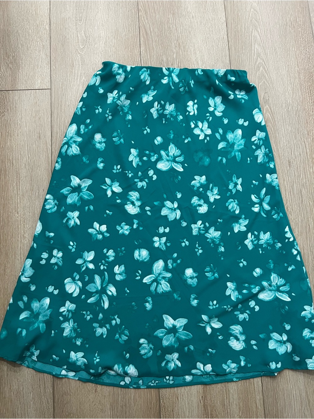 Halogen Teal Floral A-Line Midi Skirt